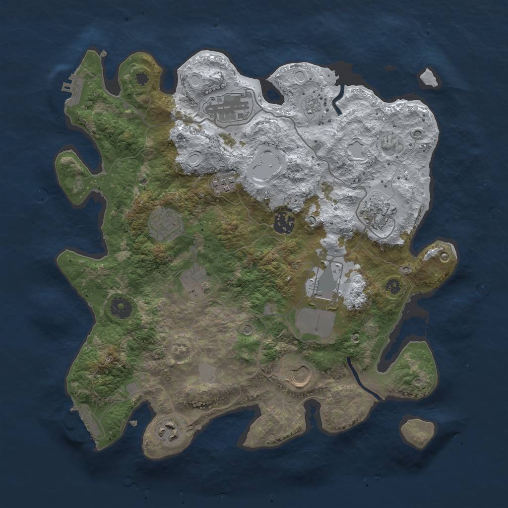 Rust Map: Procedural Map, Size: 3500, Seed: 777, 18 Monuments