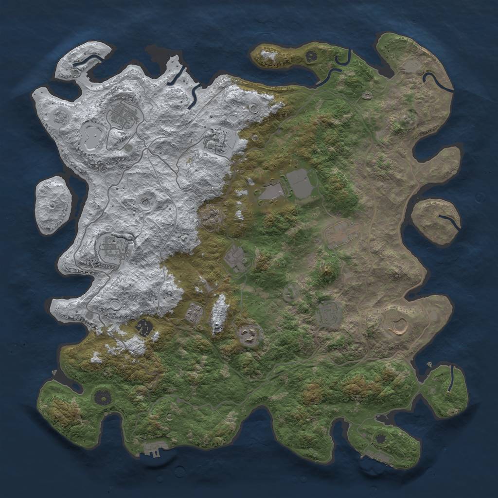 Rust Map: Procedural Map, Size: 4500, Seed: 102207122, 20 Monuments