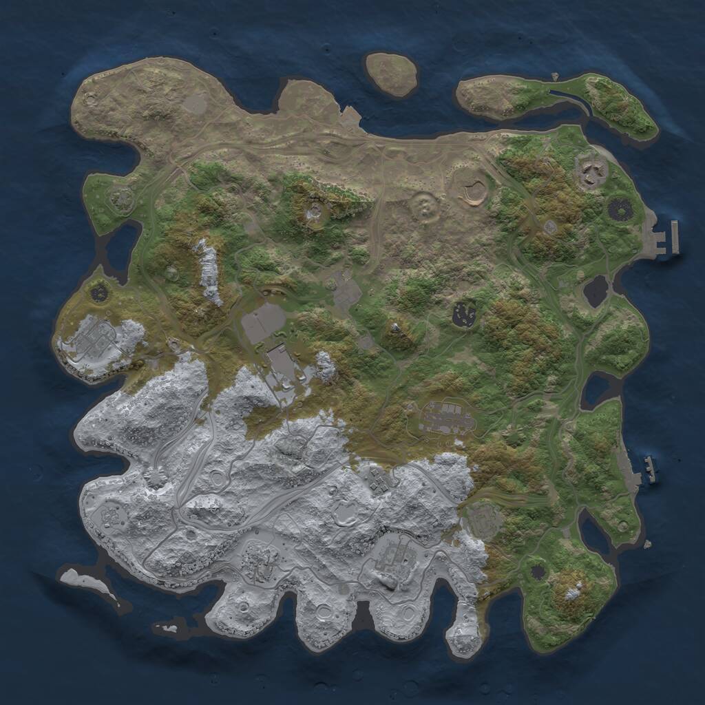 Rust Map: Procedural Map, Size: 4250, Seed: 4693905, 17 Monuments