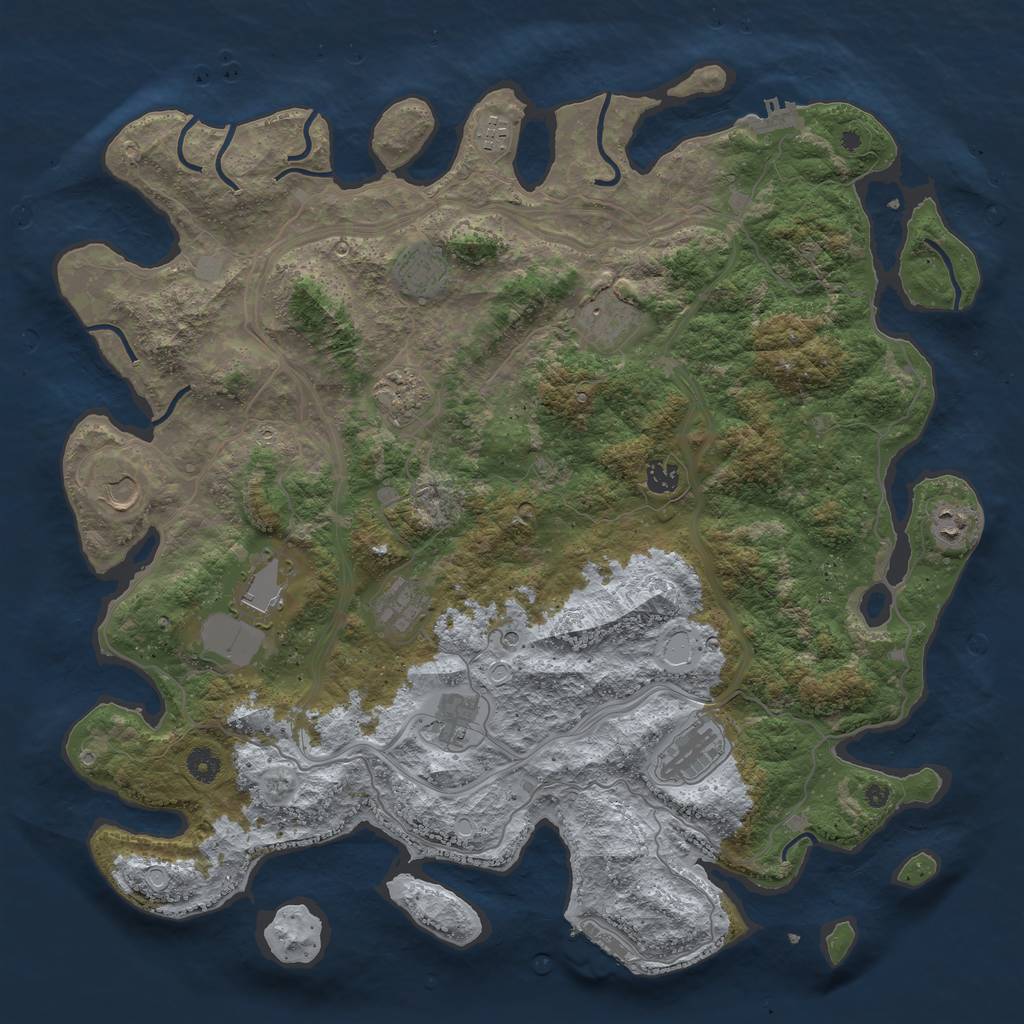 Rust Map: Procedural Map, Size: 4500, Seed: 2561152, 17 Monuments