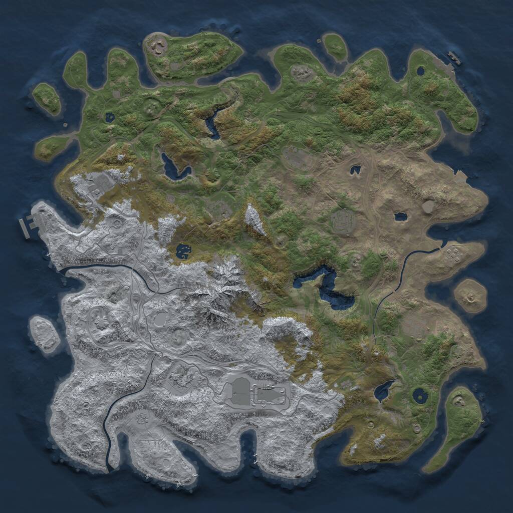 Rust Map: Procedural Map, Size: 5000, Seed: 2092997, 16 Monuments