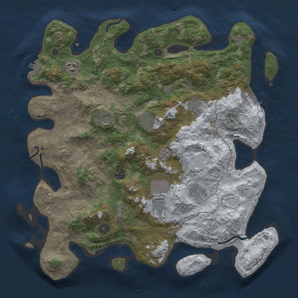 Rust Map: Procedural Map, Size: 4050, Seed: 5353687, 18 Monuments
