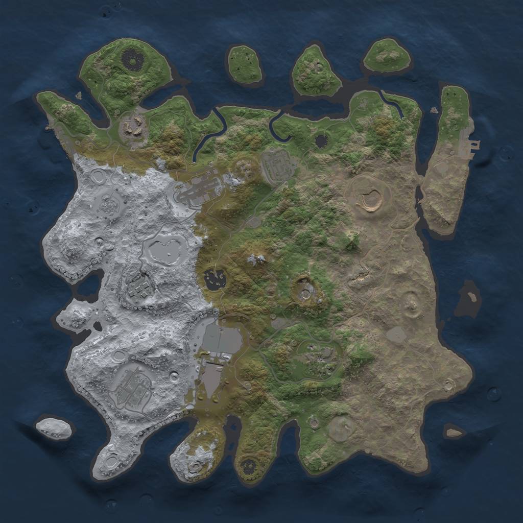 Rust Map: Procedural Map, Size: 3500, Seed: 14863002, 18 Monuments