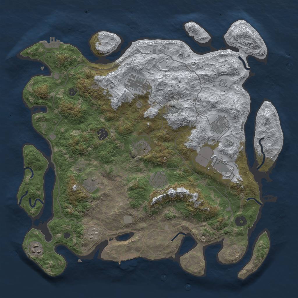 Rust Map: Procedural Map, Size: 4000, Seed: 329792856, 18 Monuments