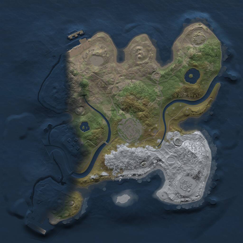 Rust Map: Procedural Map, Size: 2400, Seed: 9, 7 Monuments