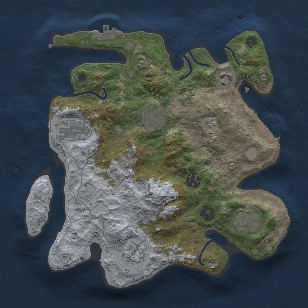 Rust Map: Procedural Map, Size: 3000, Seed: 284277343, 16 Monuments