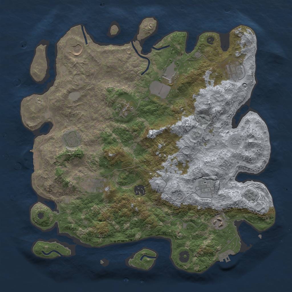 Rust Map: Procedural Map, Size: 3850, Seed: 341839453, 19 Monuments