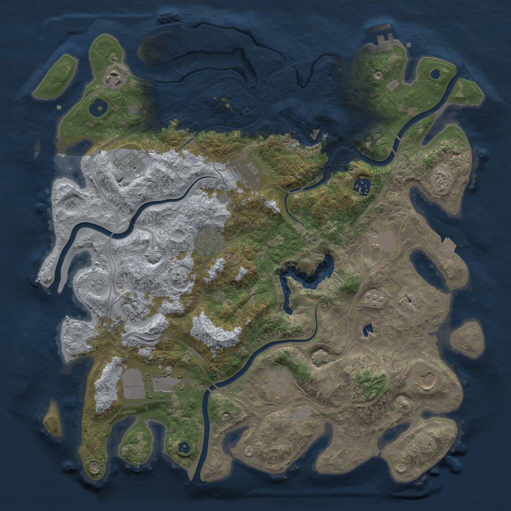 Rust Map: Procedural Map, Size: 4300, Seed: 1299400862, 17 Monuments