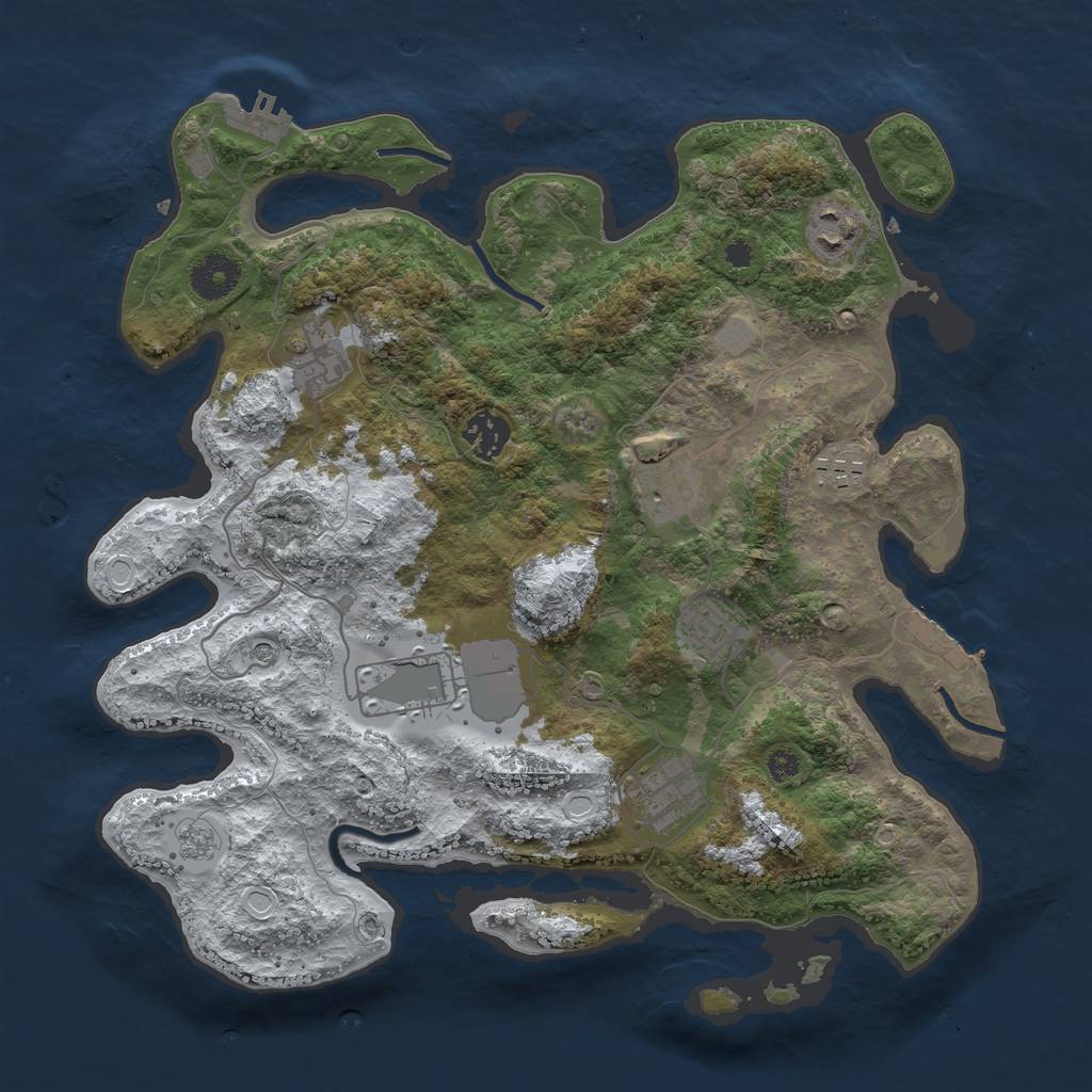 Rust Map: Procedural Map, Size: 3500, Seed: 2131, 17 Monuments