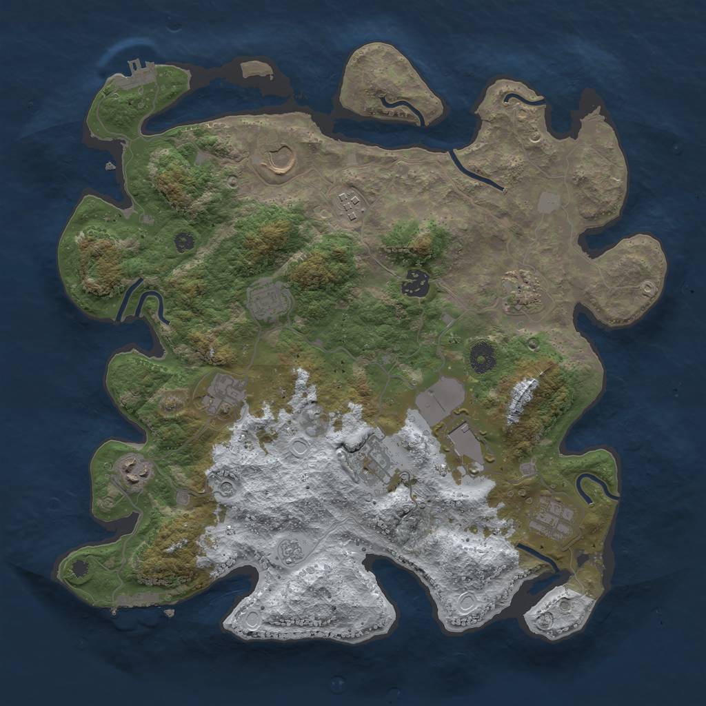 Rust Map: Procedural Map, Size: 3700, Seed: 3969987, 19 Monuments