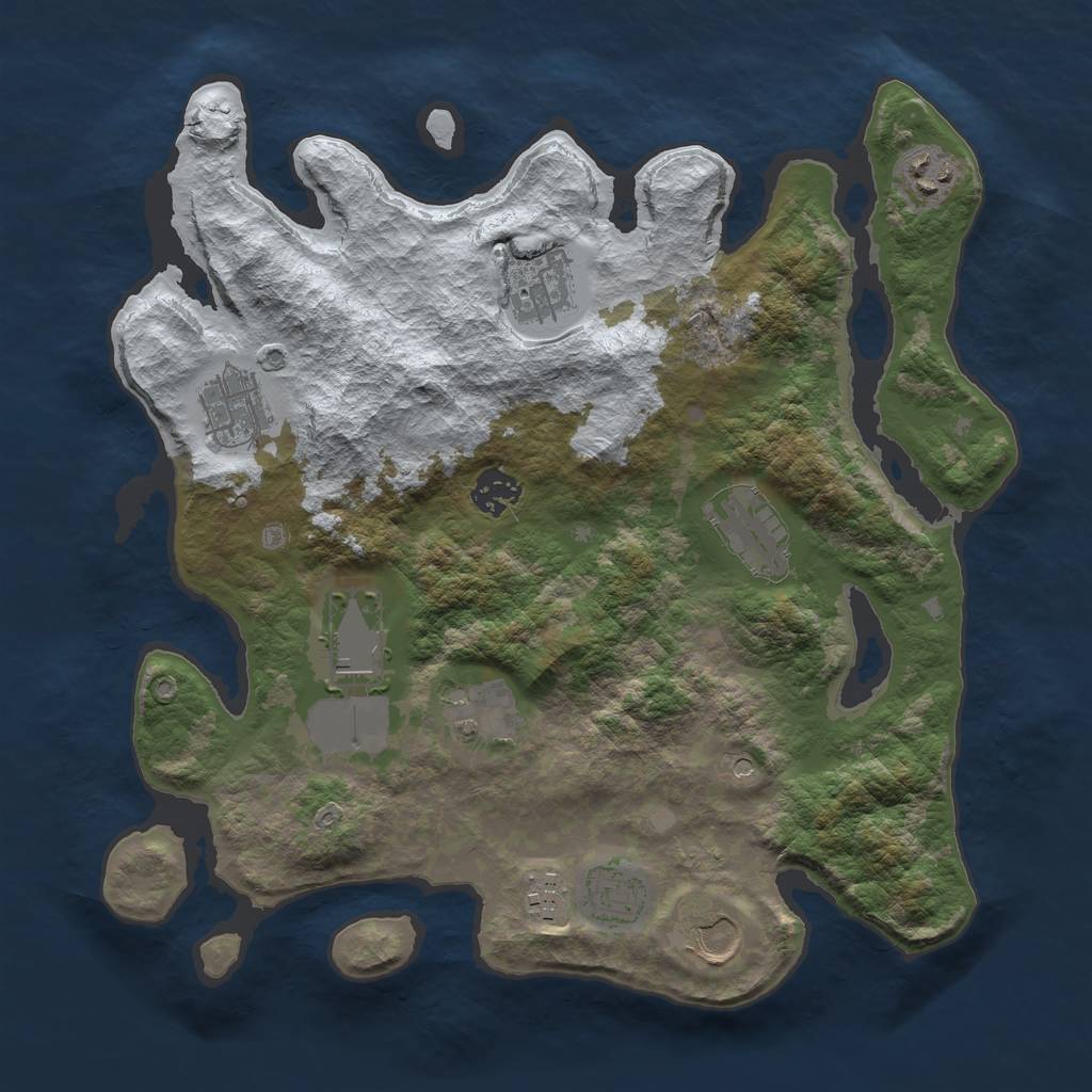 Rust Map: Barren, Size: 3500, Seed: 925526995, 13 Monuments