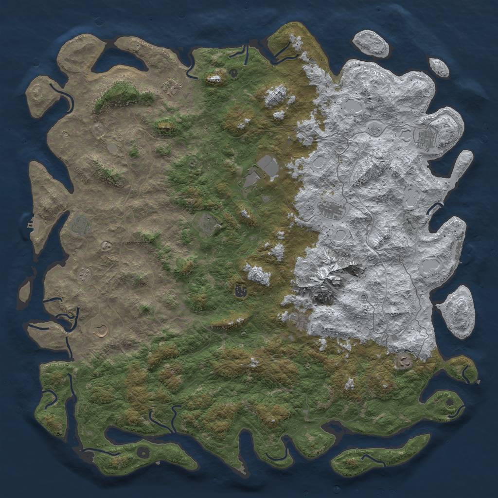 Rust Map: Procedural Map, Size: 6000, Seed: 456643, 20 Monuments