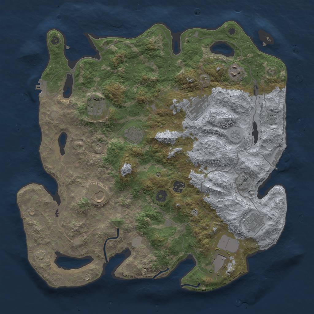 Rust Map: Procedural Map, Size: 4000, Seed: 1311421944, 17 Monuments