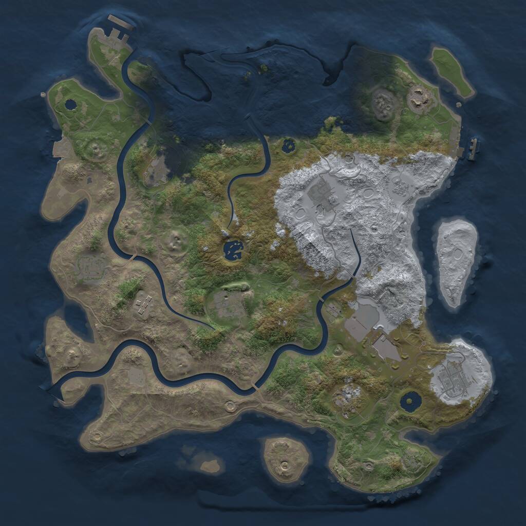 Rust Map: Procedural Map, Size: 3850, Seed: 428843604, 16 Monuments