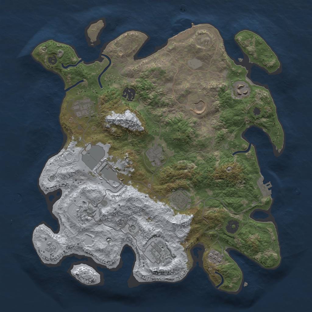 Rust Map: Procedural Map, Size: 3500, Seed: 8888, 19 Monuments