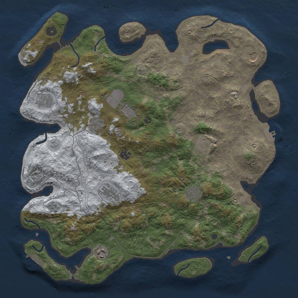 Rust Map: Procedural Map, Size: 4250, Seed: 1461177987, 19 Monuments