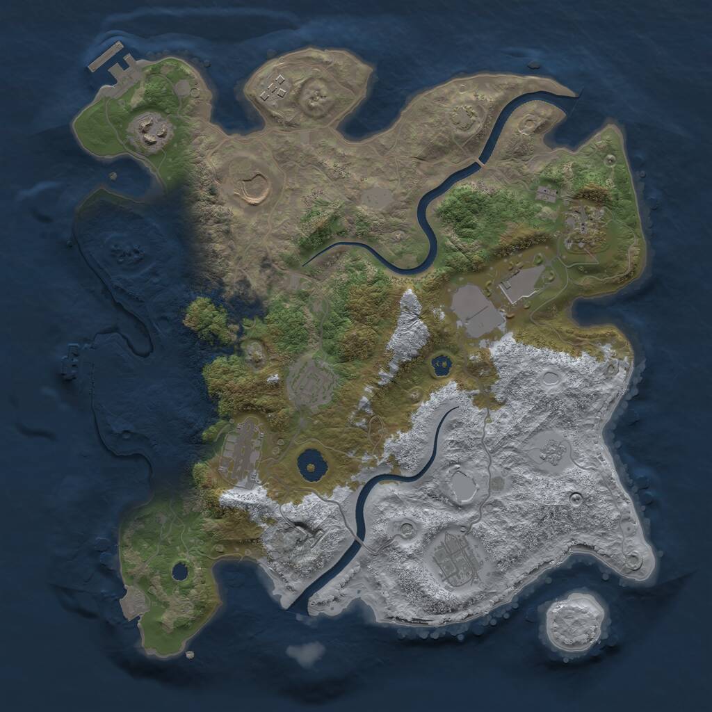 Rust Map: Procedural Map, Size: 3500, Seed: 9120238, 14 Monuments