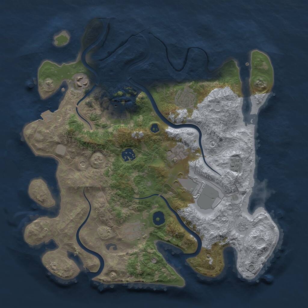 Rust Map: Procedural Map, Size: 3500, Seed: 114144, 12 Monuments