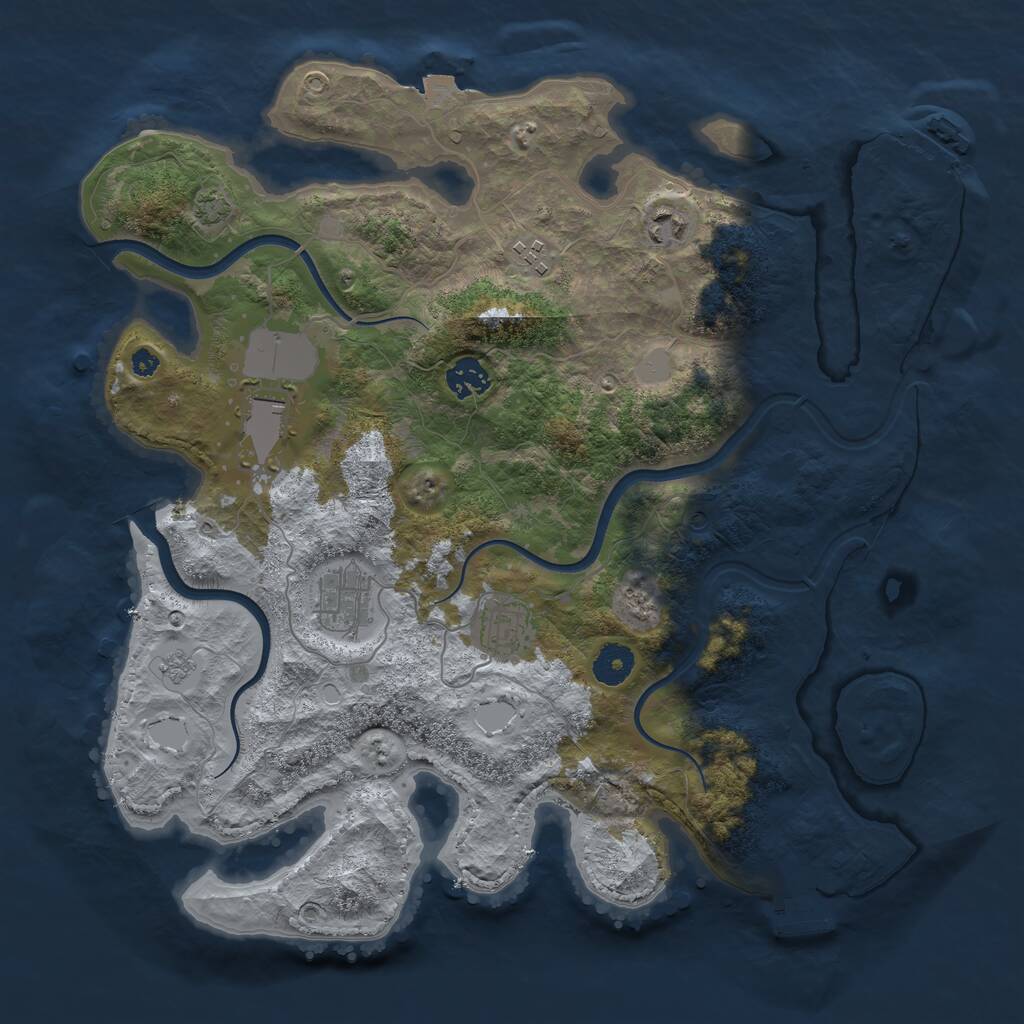 Rust Map: Procedural Map, Size: 3750, Seed: 55457, 12 Monuments