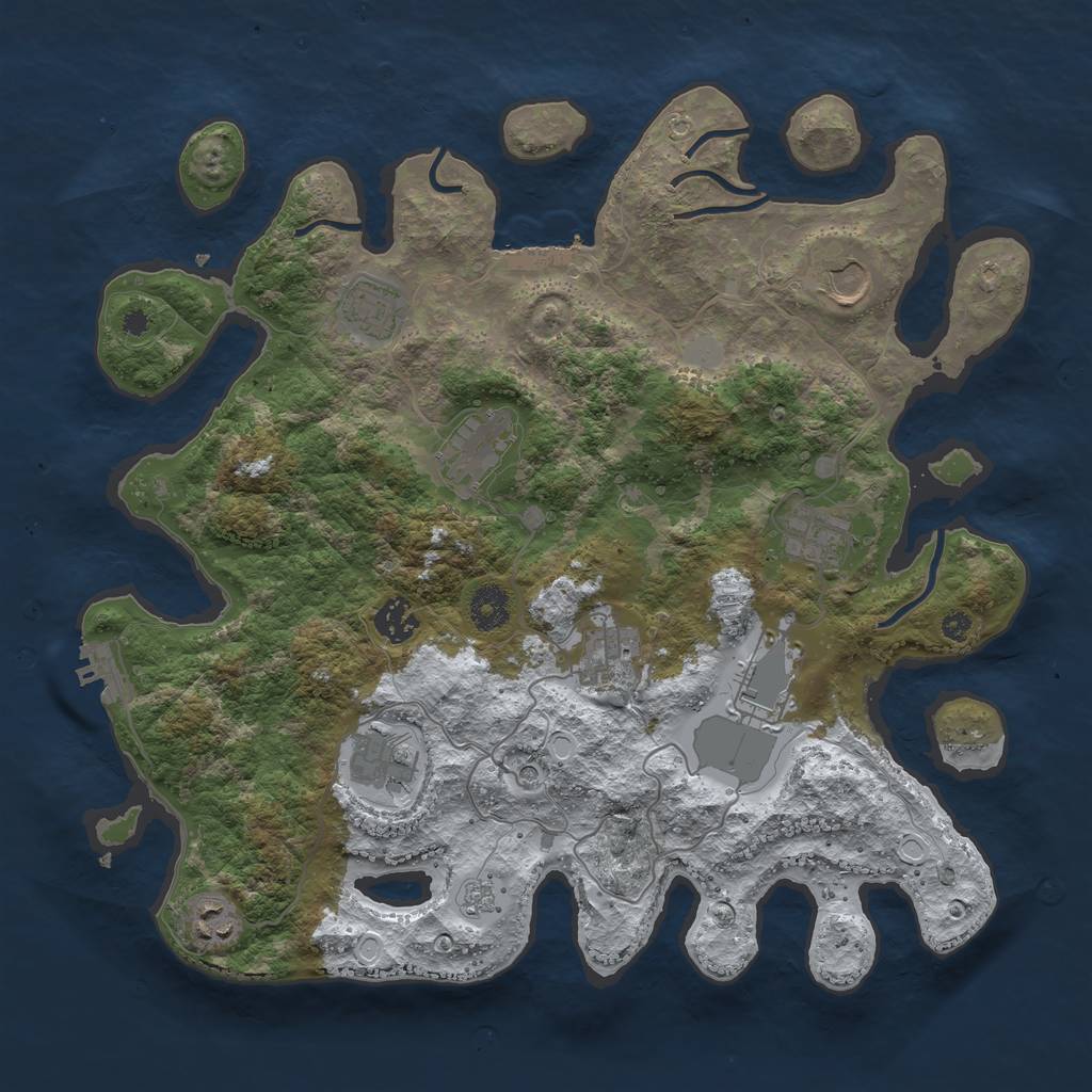 Rust Map: Procedural Map, Size: 3750, Seed: 75548, 18 Monuments