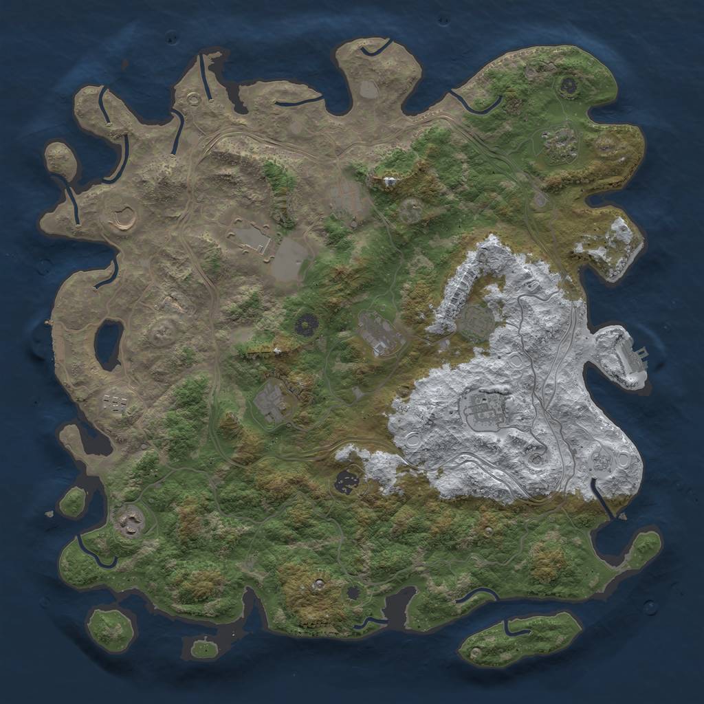 Rust Map: Procedural Map, Size: 4500, Seed: 2771228, 20 Monuments
