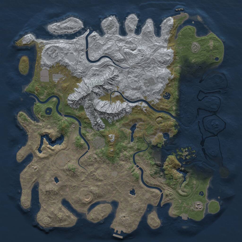 Rust Map: Procedural Map, Size: 5000, Seed: 233, 16 Monuments