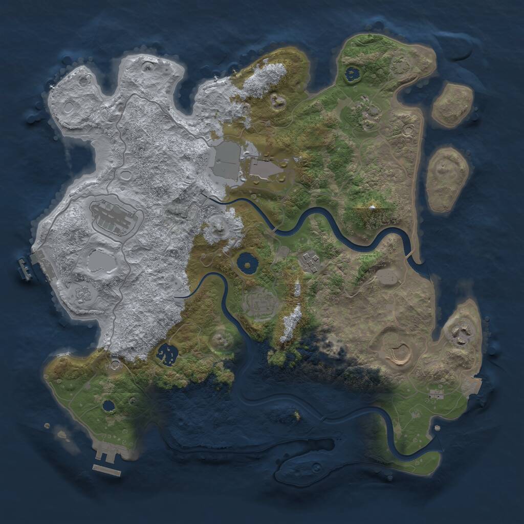 Rust Map: Procedural Map, Size: 3700, Seed: 4441, 14 Monuments