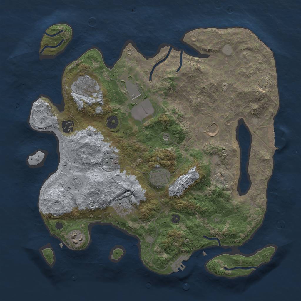 Rust Map: Procedural Map, Size: 3500, Seed: 1198806333, 16 Monuments
