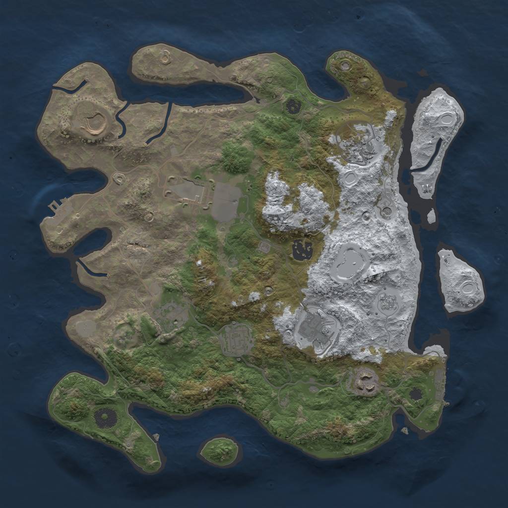Rust Map: Procedural Map, Size: 3500, Seed: 777670759, 17 Monuments