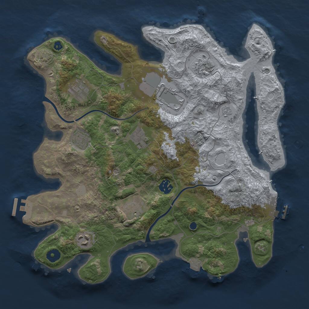Rust Map: Procedural Map, Size: 3500, Seed: 2942402, 15 Monuments