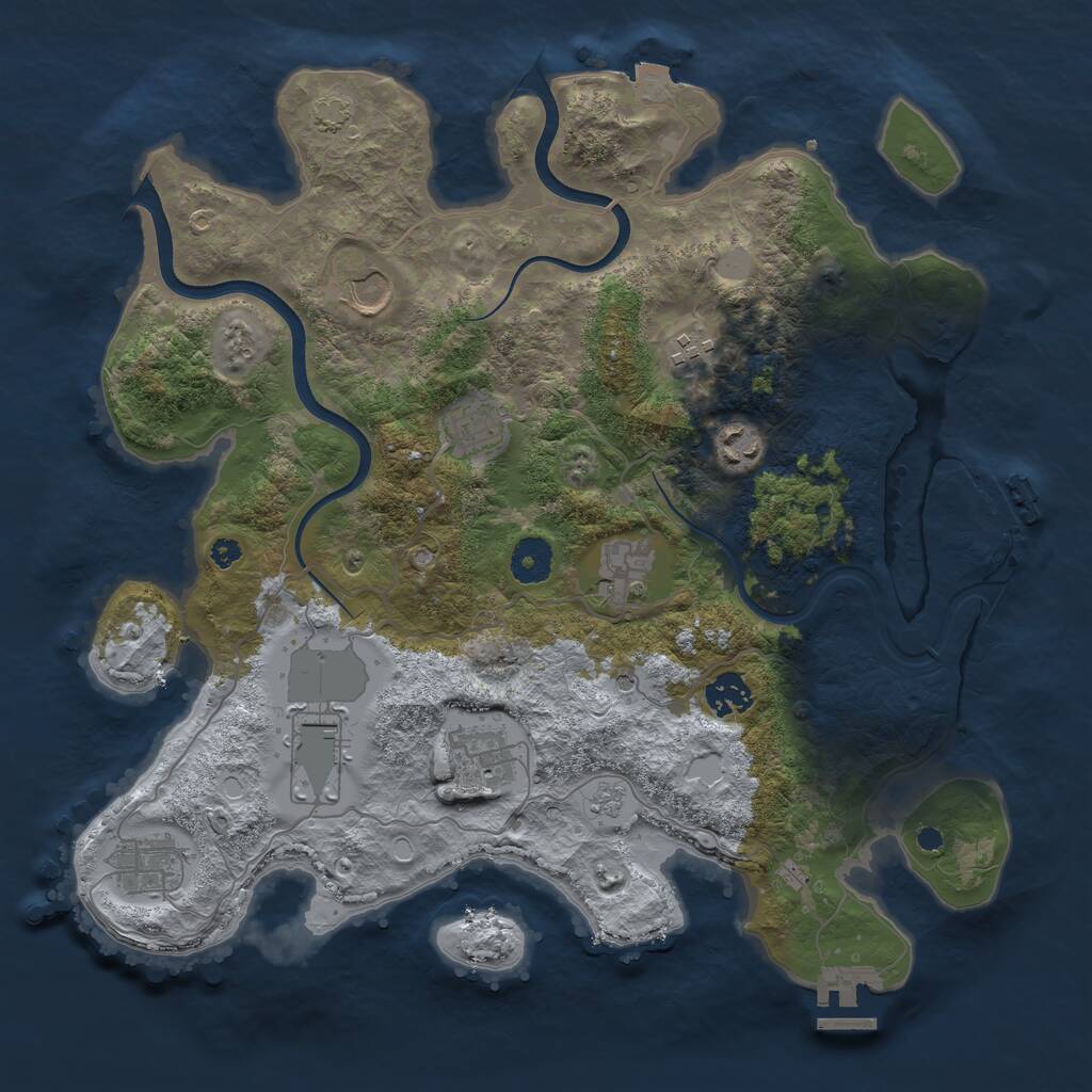 Rust Map: Procedural Map, Size: 3700, Seed: 1759374864, 15 Monuments