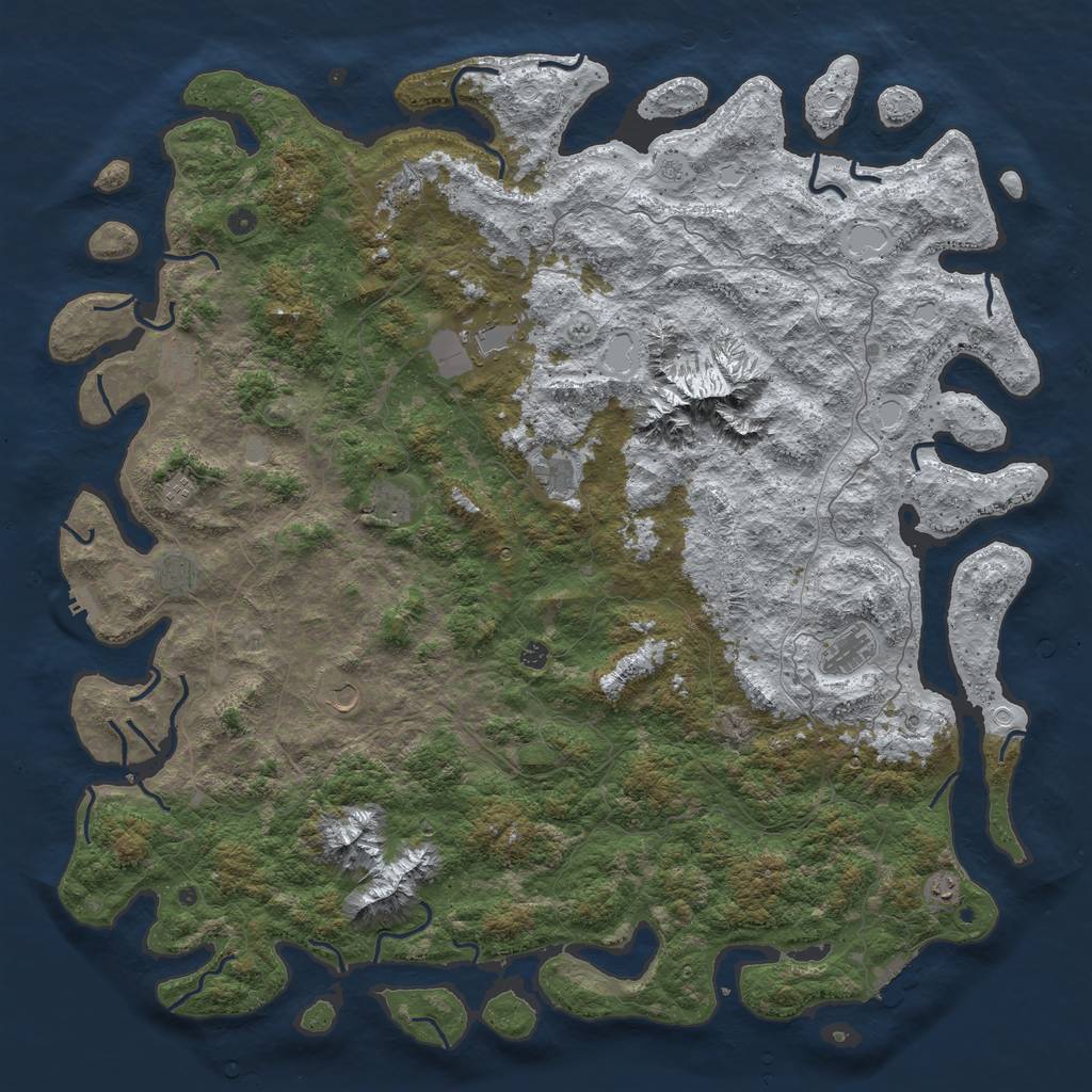 Rust Map: Procedural Map, Size: 6000, Seed: 383072, 20 Monuments