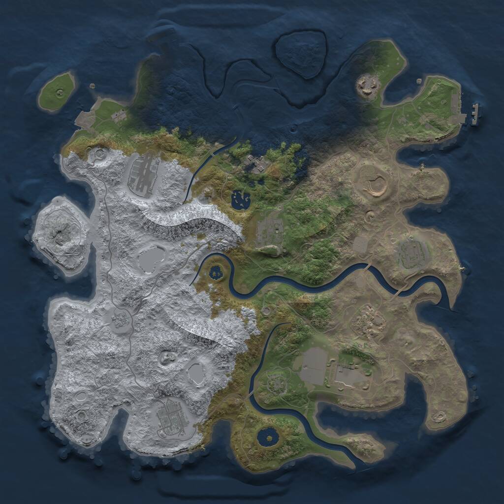 Rust Map: Procedural Map, Size: 3700, Seed: 224476994, 16 Monuments