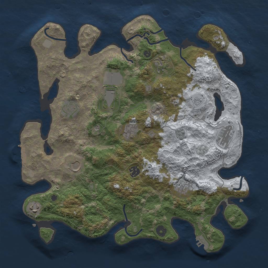Rust Map: Procedural Map, Size: 3750, Seed: 759584621, 19 Monuments