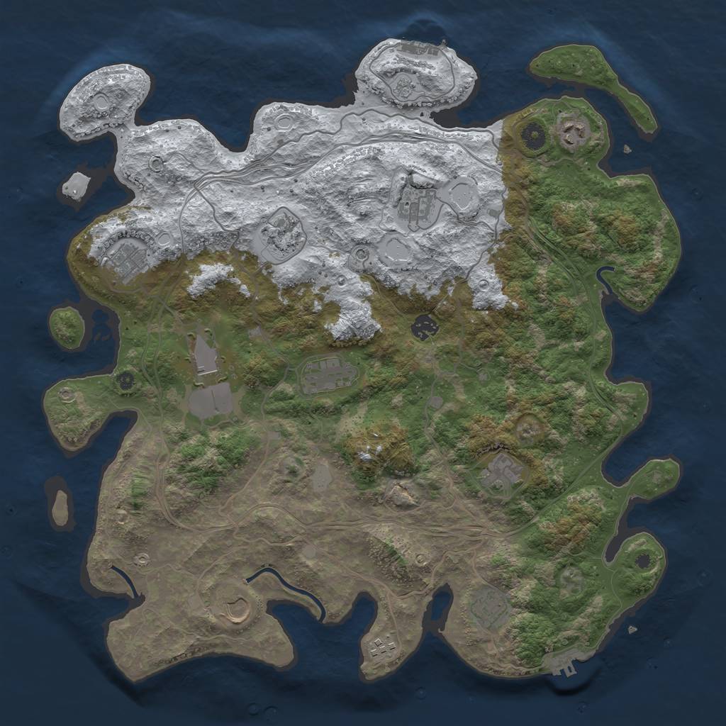 Rust Map: Procedural Map, Size: 4300, Seed: 68165225, 20 Monuments