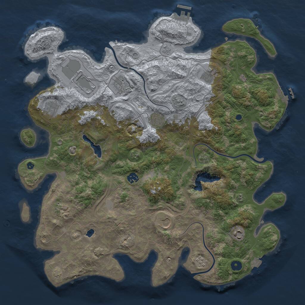 Rust Map: Procedural Map, Size: 4300, Seed: 68165225, 16 Monuments