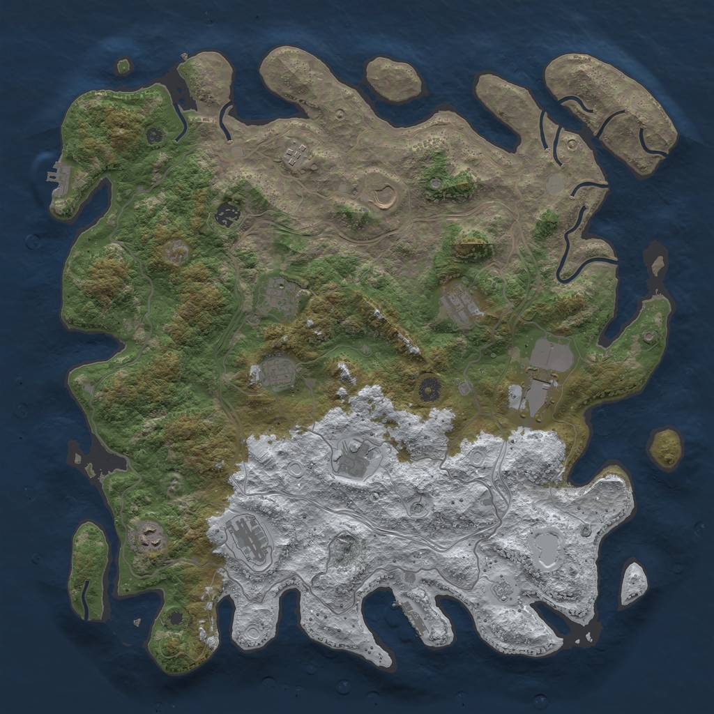 Rust Map: Procedural Map, Size: 4500, Seed: 987508235, 19 Monuments