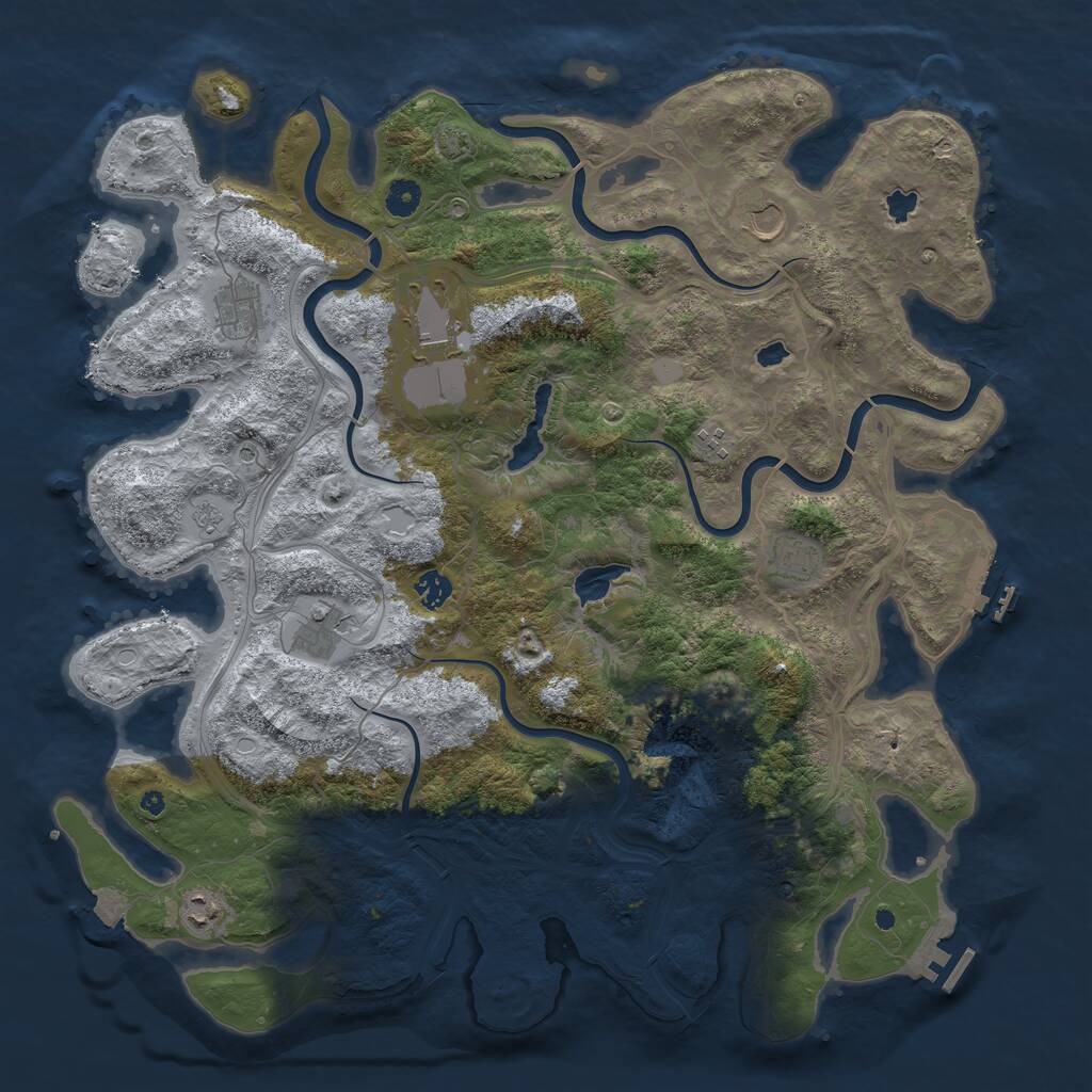 Rust Map: Procedural Map, Size: 4500, Seed: 4428173, 14 Monuments