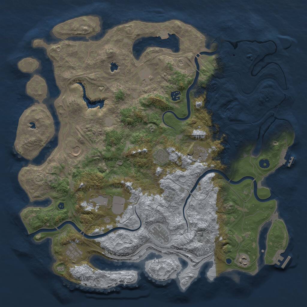 Rust Map: Procedural Map, Size: 4500, Seed: 1761081, 16 Monuments