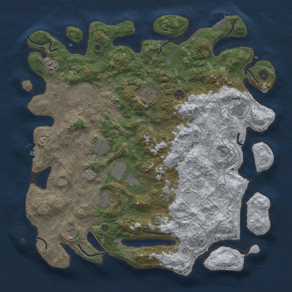 Rust Map: Procedural Map, Size: 4500, Seed: 516771, 20 Monuments