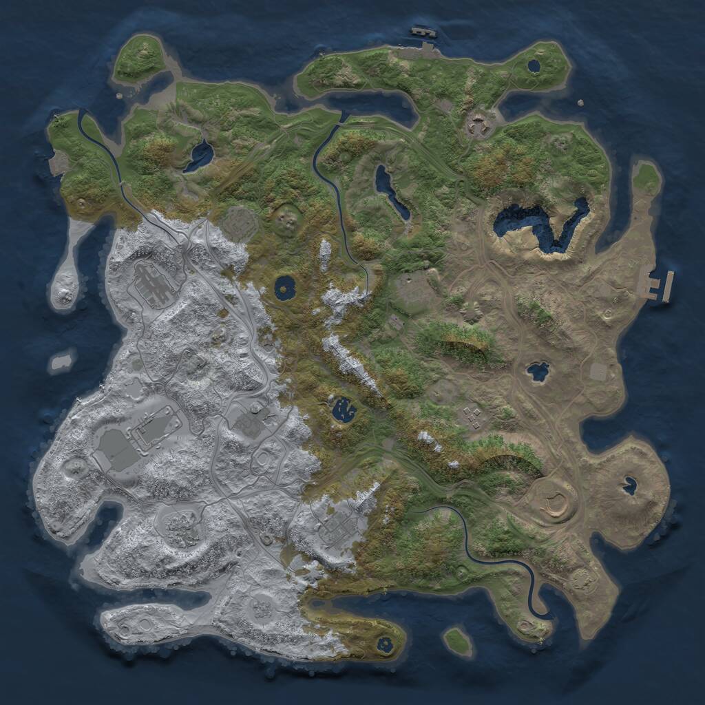 Rust Map: Procedural Map, Size: 4500, Seed: 3969595, 17 Monuments