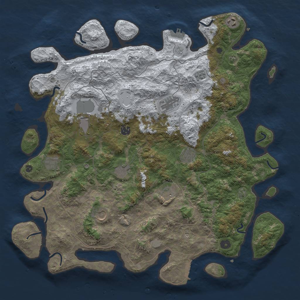 Rust Map: Procedural Map, Size: 4500, Seed: 3648908, 19 Monuments