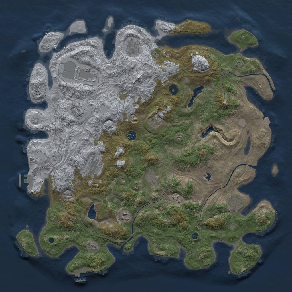 Rust Map: Procedural Map, Size: 4500, Seed: 5027735, 16 Monuments
