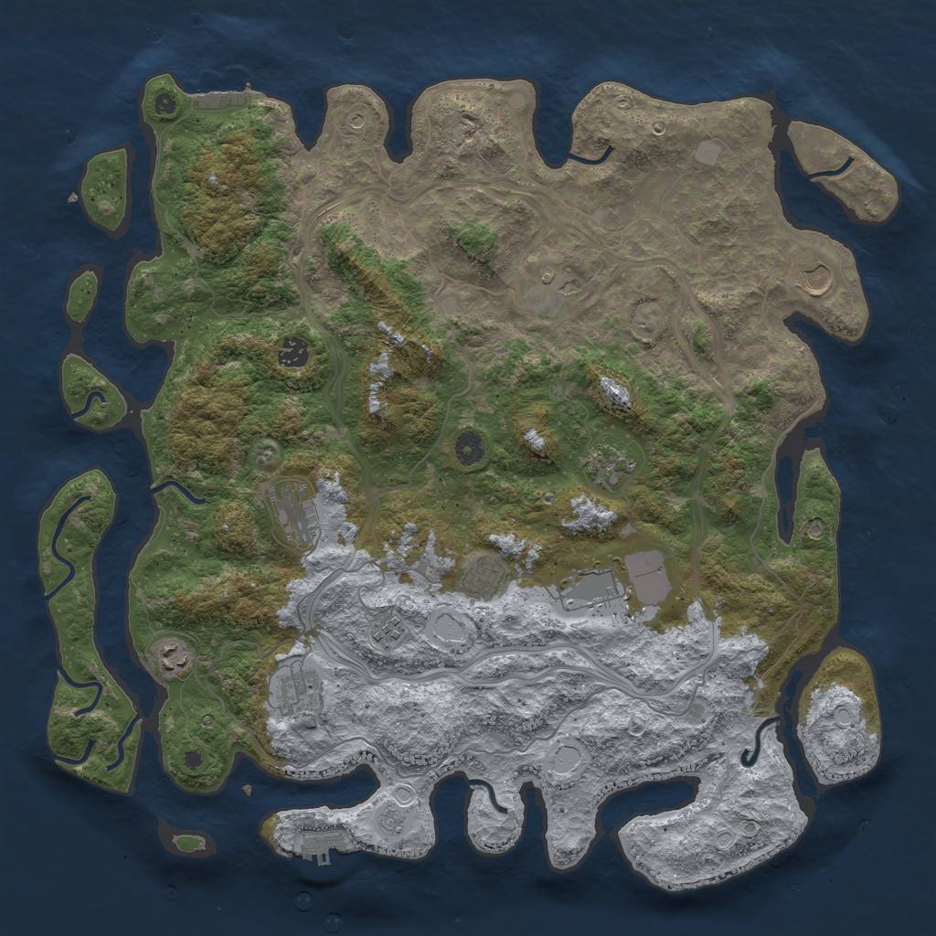 Rust Map: Procedural Map, Size: 4500, Seed: 5703421, 19 Monuments