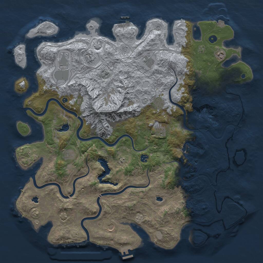 Rust Map: Procedural Map, Size: 5000, Seed: 14456, 16 Monuments