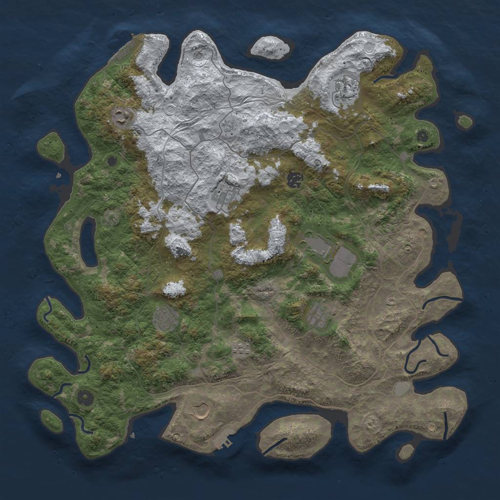 Rust Map: Procedural Map, Size: 4500, Seed: 3610899, 18 Monuments