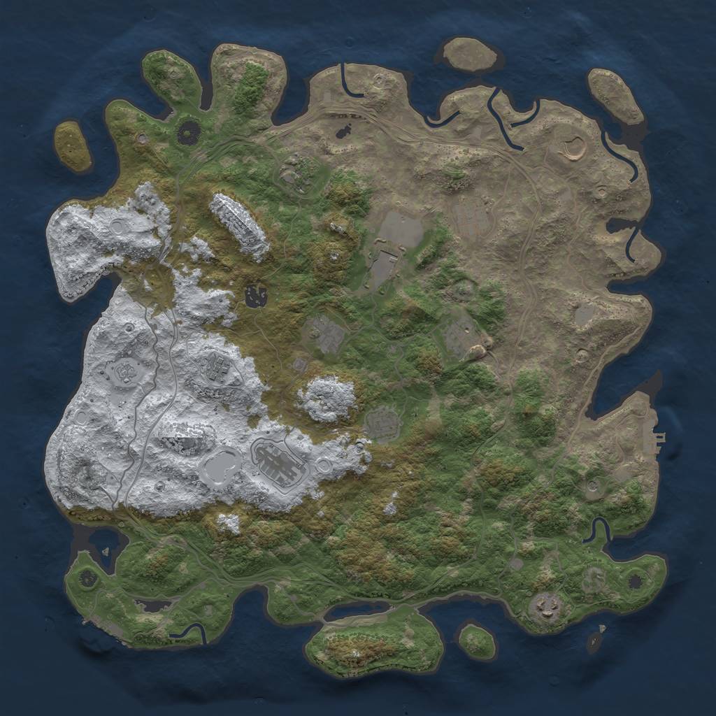 Rust Map: Procedural Map, Size: 4500, Seed: 3283593, 20 Monuments