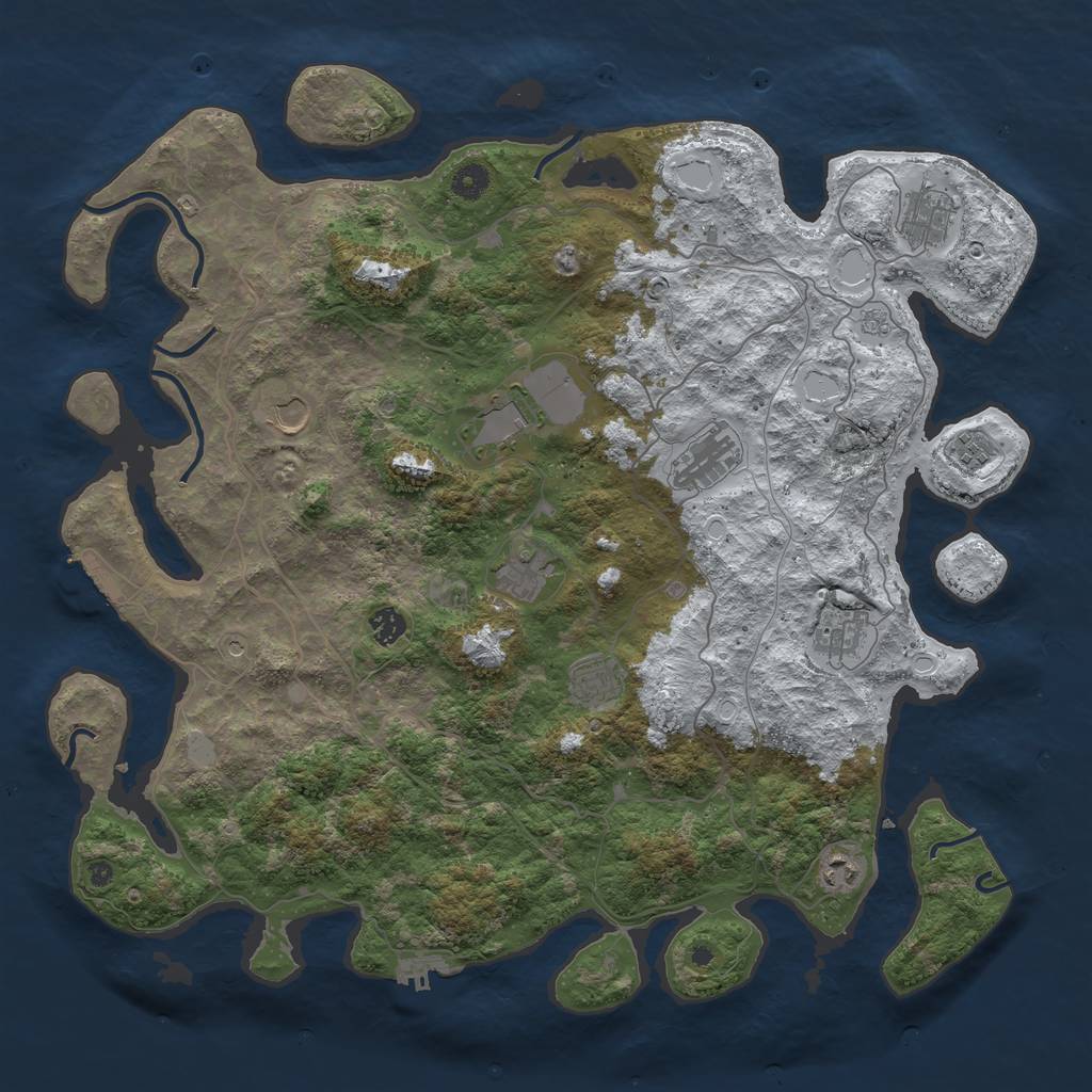 Rust Map: Procedural Map, Size: 4500, Seed: 5124762, 19 Monuments