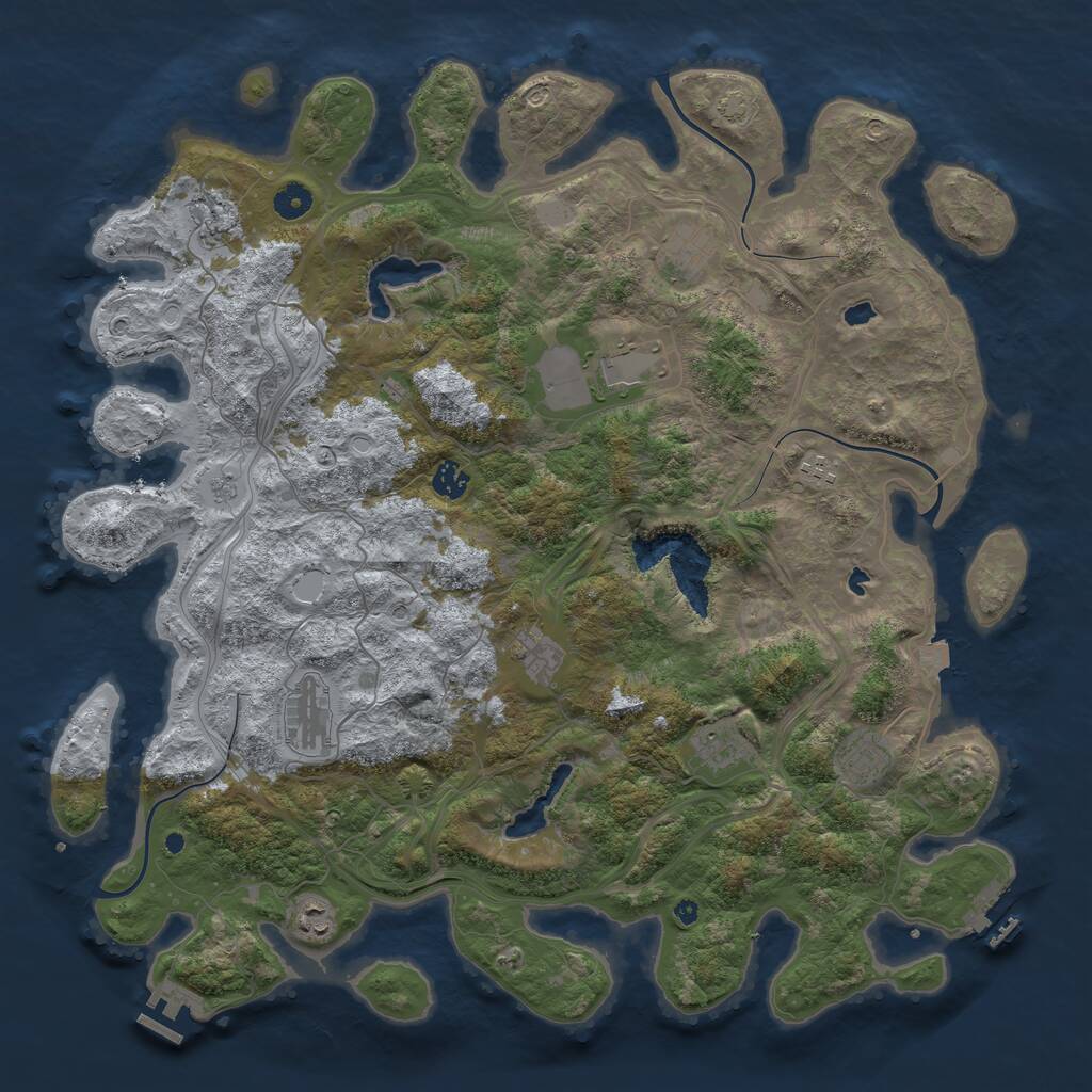 Rust Map: Procedural Map, Size: 4500, Seed: 1010691, 16 Monuments