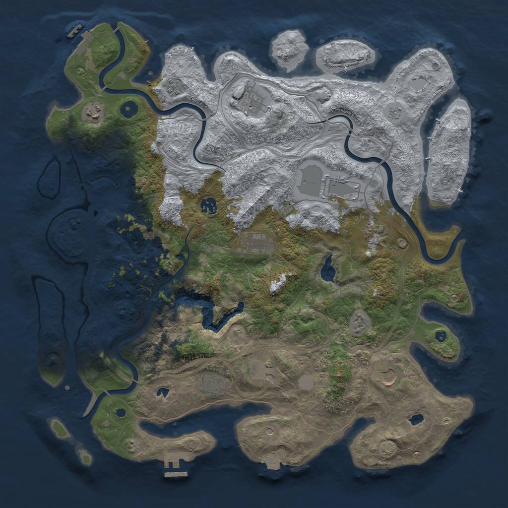 Rust Map: Procedural Map, Size: 4500, Seed: 2258931, 16 Monuments